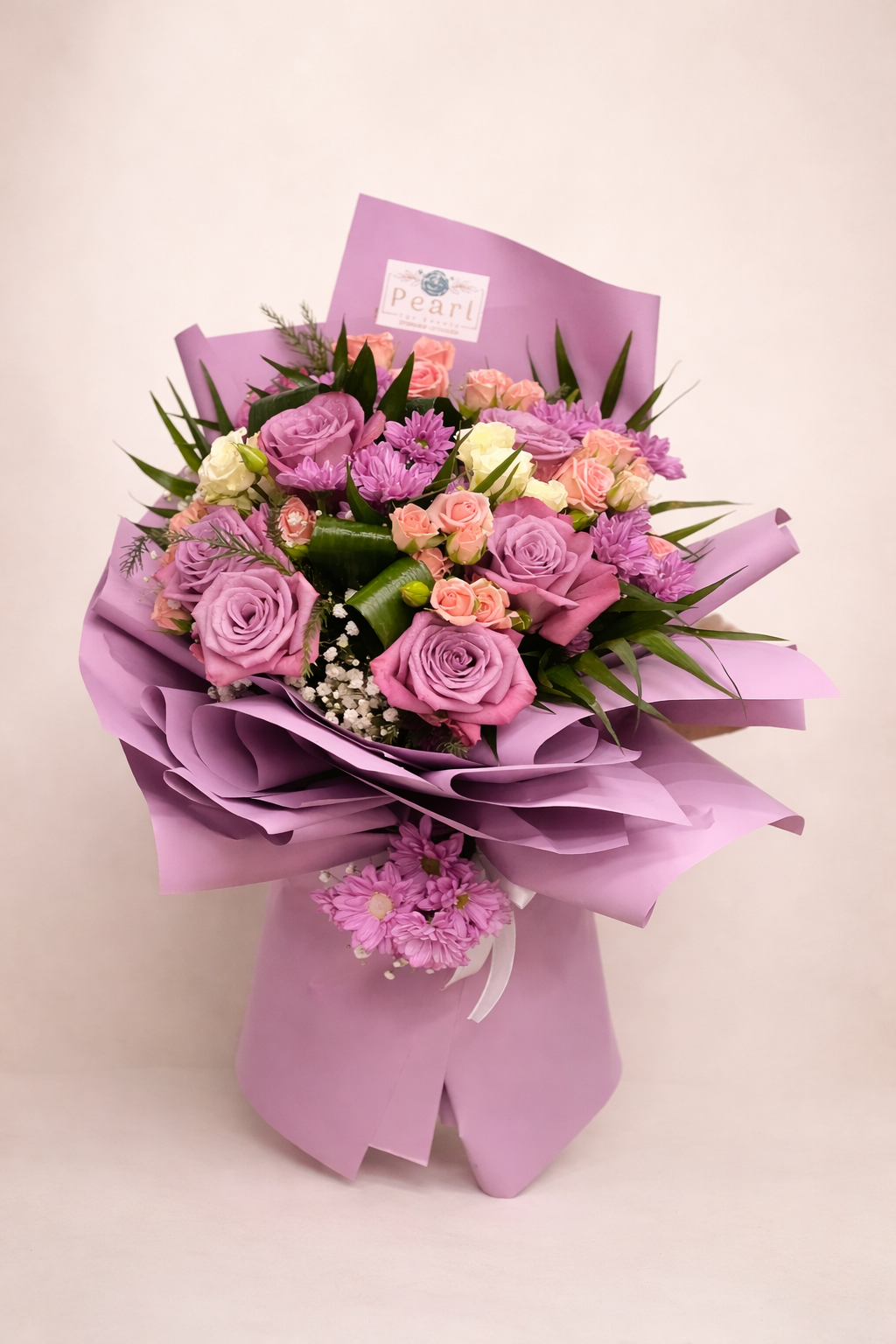 بوكيه ورد طبيعي بنفسجي